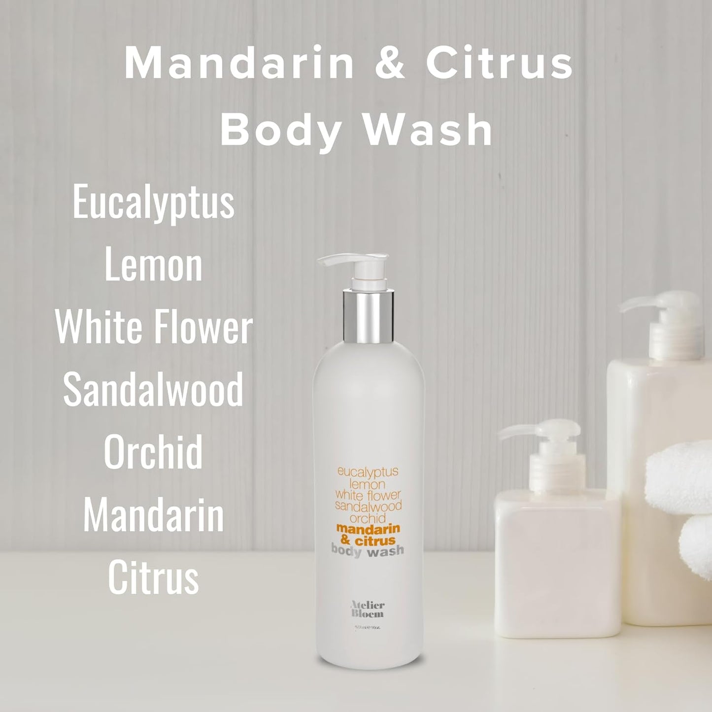 Atelier Bloem Mandarin & Citrus Purifying Body Wash - Kimpton Hotel Collection - Bath & Body - Eucalyptus, Lemon, Sandalwood, Orchid, Mandarin & Citrus - 16 Oz. (Set of 2)