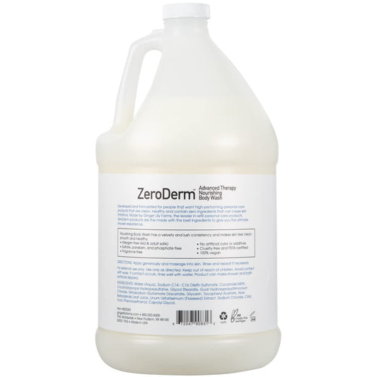 Botanicals Zeroderm Advanced Therapy Nourishing Body Wash, 100% Vegan & Cruelty-Free, Fragrance Free, 1 Gallon Refill (Pack of 4)