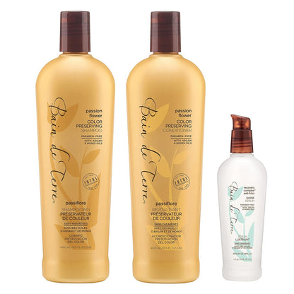 Bain De Terre Color Preserving Shampoo/Conditioner | Passion Flower | Protects & Maintains Color-Treated Hair | Argan & Monoi Oils | Paraben Free | Color-Safe